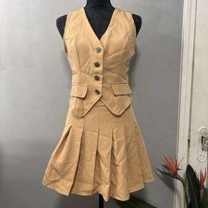 Chic Tan Sleeveless Mini Dress